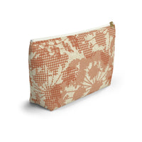 Floral Plaid Accessory Pouch w T-bottom in Orange